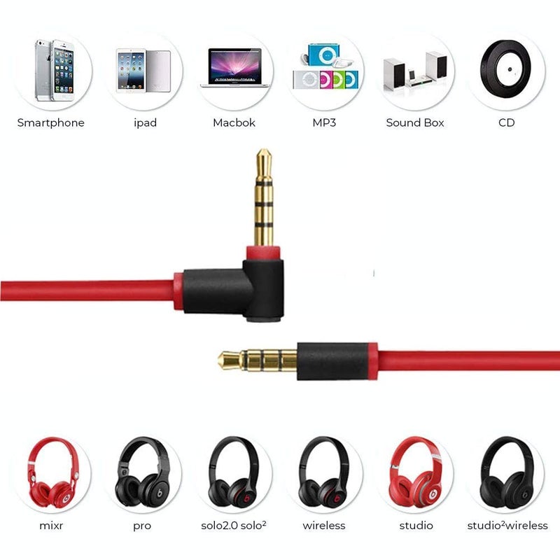 Arzweyk Replacement Audio Cable Cord Wire with in-line Mic and Volume Control Compatible with Beats by Dr Dre Headphones Solo/Studio/Pro/Detox/Wireless/Mixr/Executive/Pill (Standard) - Image 4